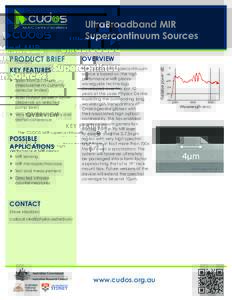 UltraBroadband MIR Supercontinuum Sources PRODUCT BRIEF OVERVIEW