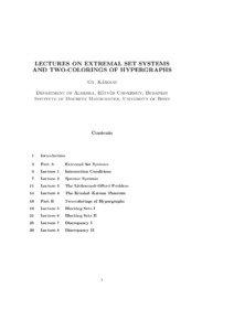 LECTURES ON EXTREMAL SET SYSTEMS AND TWO-COLORINGS OF HYPERGRAPHS ´rolyi