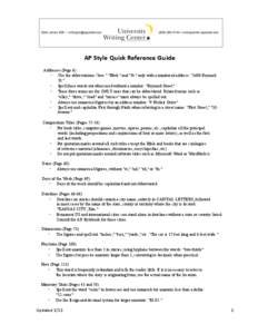    AP	
   Style	
   Quick	
  Reference	
  Guide	
    