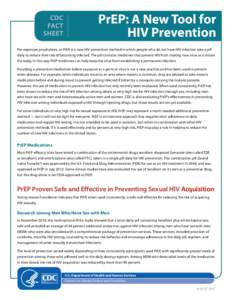 CDC Fact Sheet. PrEP: A New Tool for HIV Prevention