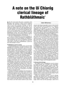 LMcInerney Ui Chiarog[removed]:05 PM Page 1  A note on the Uí Chiaróg clerical lineage of Rathbláthmaic 1