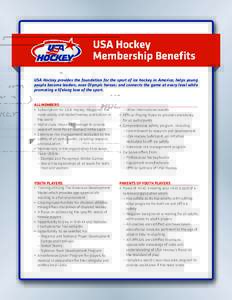 USA Hockey provides the foundation for the sport of ice hockey in America; helps young people become leaders, even Olympic heroes; and connects the game at every level while promoting a lifelong love of the sport. ALL ME