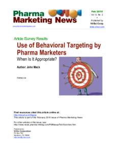 Use of Behavioral Targeting by Pharma