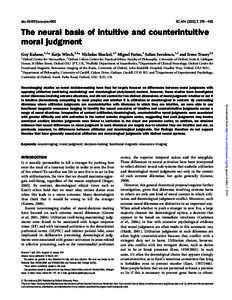 doi:scan/nsr005  SCAN, 393^ 402 The neural basis of intuitive and counterintuitive moral judgment