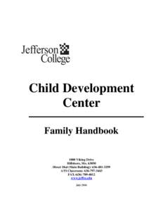 Child Development Center Family Handbook 1000 Viking Drive Hillsboro, Mo[removed]Direct Dial (Main Building): [removed]