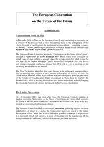 The European Convention on the Future of the Union - Information note