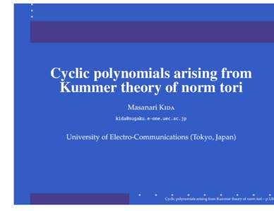 Cyclic polynomials arising from Kummer theory of norm tori   