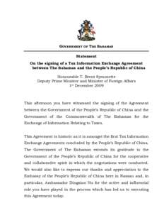 Microsoft Word - DPM Remarks on China Bahamas TIEA signing.doc