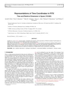 Barycentric Dynamical Time / Barycentric Coordinate Time / Terrestrial Time / Geocentric Coordinate Time / Coordinate time / Epoch / Julian day / FITS / Dynamical time scale / Time scales / Measurement / Time standard