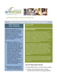 Advancing art therapy to restore and enhance lives  Use of Art Therapy in the Treatment of Veterans