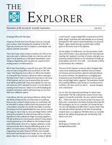 THE  www.ScientificExploration.org E XPLORER