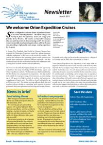 Newsletter March 2011 We welcome Orion Expedition Cruises Contents