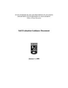 RI DEM/Water Resources- Soil Evaluation Guidance Document