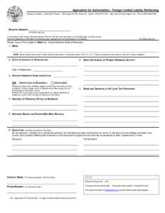 Application for Authorization—Foreign Limited Liability Partnership