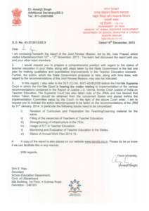 Joint Review Mission on Teacher Education  Uttarakhand December 2013