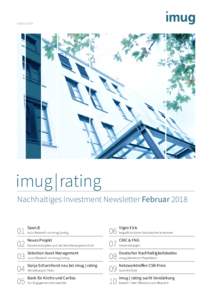 NEWSLETTER  imug  | rating Nachhaltiges Investment Newsletter Februar 2018 SaarLB