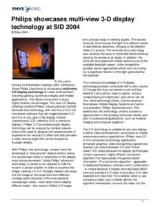 Philips showcases multi-view 3-D display technology at SID 2004