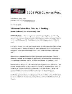 Villanova Wildcats / NCAA Division I FCS football season / College football / Sports in the United States / NCAA Division I Football Championship