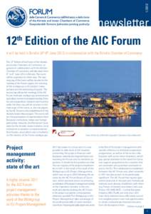 newsletter 12th Edition of the AIC Forum It will be held in Brindisi (6th-8th Junein collaboration with the Brindisi Chamber of Commerce