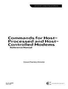 Commands for HostProcessed and HostControlled Modems Reference Manual Conexant Proprietary Information  Doc. No. 100498D