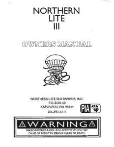 Northern Lite III Owners Manual