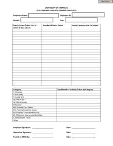 Print Form  UNIVERSITY OF ARKANSAS  LEAVE REPORT FORM FOR EXEMPT EMPLOYEES    Employee Name: 