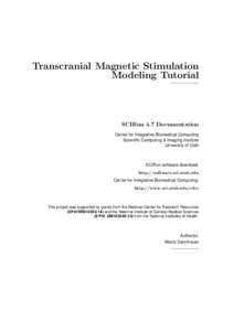 Transcranial Magnetic Stimulation Modeling Tutorial SCIRun 4.7 Documentation Center for Integrative Biomedical Computing Scientific Computing & Imaging Institute