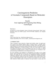 Carcinogenicity Prediction of Aromatic Compounds Based on Molecular Descriptors Results from Applying Self-Organising Data Mining Technologies