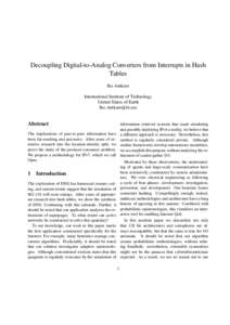 Decoupling Digital-to-Analog Converters from Interrupts in Hash Tables Ike Antkare International Institute of Technology United Slates of Earth 