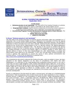 GLOBAL COOPERATION NEWSLETTER September 2012 In this issue: Extreme poverty is not inevitable. The final draft of the Guiding Principles on extreme poverty and human rights is submitted to the Human Rights Council  Em