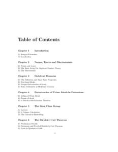 Table of Contents Chapter 1 Introduction  1.1 Integral Extensions