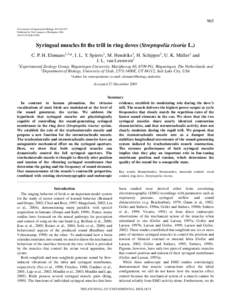 965 The Journal of Experimental Biology 209, Published by The Company of Biologists 2006 doi:jebSyringeal muscles fit the trill in ring doves (Streptopelia risoria L.)