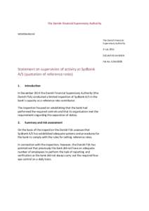 The Danish Financial Supervisory Authority  MEMORANDUM The Danish Financial Supervisory Authority 3 July 2015