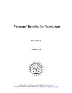 Veterans’ Benefits for Noncitizens  France • Israel October 2016