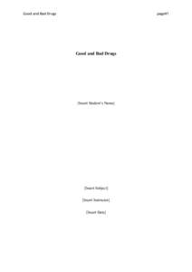 Good and Bad Drugs  page#1 Good and Bad Drugs