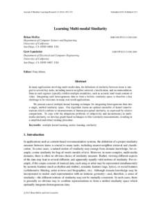 Journal of Machine Learning Research523  Submitted 6/10; Published 2/11 Learning Multi-modal Similarity Brian McFee