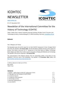 ICOHTEC NEWSLETTER www.icohtec.org No 127, NovemberNewsletter of the International Committee for the