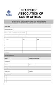 FRANCHISE ASSOCIATION OF SOUTH AFRICA MEMBERSHIP APPLICATION FORM FOR FRANCHISORS  Contact Details: