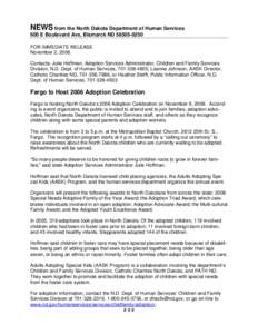 Microsoft Word - Fargo to host 2006 Adoption Celebration.doc