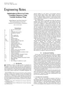 JOURNAL OF AIRCRAFT Vol. 47, No. 3, May–June 2010 Engineering Notes Optimization of Hover-to-Cruise Transition Maneuver Using