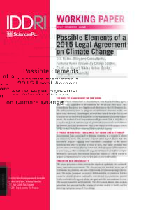 WORKING PAPER N°16/13 OCTOBER 2013 | CLIMATE Possible Elements of a 2015 Legal Agreement on Climate Change