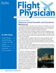 Vol. 17, No. 2 October 2014 a publication of the Civil Aviation Medical Association  Welcome to Reno!