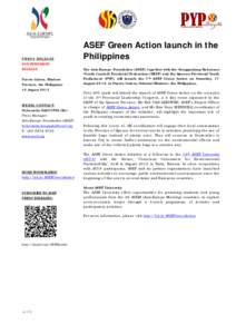 PR ESS R EL EASE FOR IMMEDIATE RELEASE Puerto Galera, Mindoro Province, the Philippines 16 August 2013