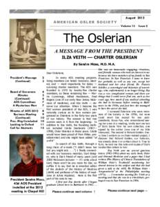AMERICAN OSLER SOCIETY  August 2012 Volume 13  Issue 2