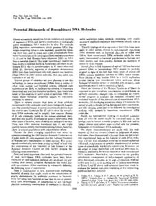 Proc. Nat. Acad. Sci. USA Vol. 71, No. 7, pp, July 1974 Potential Biohazards of Recombinant DNA Molecules useful antibiotics unless plasmids containing such combiRecent advances in techniques for the isolation