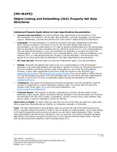 [MS-OLEPS]: Object Linking and Embedding (OLE) Property Set Data Structures Intellectual Property Rights Notice for Open Specifications Documentation 