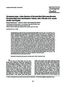 Zoological Studies 46(1): Scorpaena pepo, a New Species of Scorpionfish (Scorpaeniformes: Scorpaenidae) from Northeastern Taiwan, with a Review of S. onaria Jordan and Snyder Hiroyuki Motomura1,*, Stuart G.