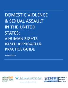 DOMESTIC VIOLENCE & SEXUAL ASSAULT IN THE UNITED STATES: A HUMAN RIGHTS BASED APPROACH &