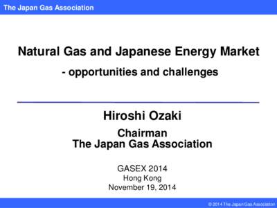 The Japan Gas Association  Natural Gas and Japanese Energy Market - opportunities and challenges  Hiroshi Ozaki