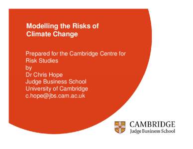PDF - Modelling the Risks of Climate Change - presentation slides